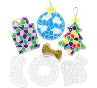 Baker Ross AX570 Decoraciones Navideñas Mosaicos De Cristal - Paquete De 10, Suministros Creativos De Arte Y Manualidades Navideños Para Que Los Niños Hagan Y Decoren