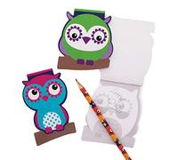 Baker Ross AX598 3 Blocs De Notas Búhos Pequeños - Paquete De 12, Blocs De Dibujo Para Niños, Relleno Ideal Para Bolsas De Fiesta
