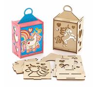 Baker Ross AX665 Kit Linterna Unicornio - Paquete de 3, artesanía de madera y actividades de arte para niños, ¡perfecto para fiestas con temática de unicornios!