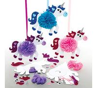 Baker Ross AX669 Kit de Pompones unicornio - Paquete de 3, arte creativa y suministros de manualidades para hacer, decorar y exhibir para niños
