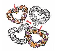 Baker Ross AX724 guirlanda de Corazón Para Colorear - Paquete de 10, decoraciones artísticas para niños, manualidades festivas para colorear y exhibir
