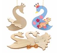Baker Ross AX820 Decoraciones 3D Princesa Cisne - Paquete de 6, artesanía de madera y proyectos de arte para niños, ideal para fiesta artísticas