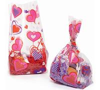 Baker Ross Bolsas de Regalos de Celofán con Motivos de Corazón - Paquete de 30, Manualidades de San Valentín para Niños (FC306)