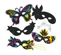 Baker Ross Caretas Máscaras de Carnaval en 5 Diseños Variados con Utensilio para Rascar y Diseñar. Manualidades Perfectas para Fiestas de Disfraces Infantiles (Pack de 10)