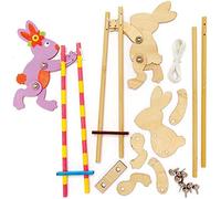 Baker Ross Conejo de Pascua Acróbata de Madera - Paquete de 3, Manualidades de Pascua para Niños (AX751)