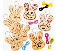 Baker Ross Conejo de Pascua Llaveros de Madera - Paquete de 5, Llaveros para Niños (AT422)