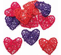 Baker Ross Corazones de San Valentín de Ratán - Paquete de 10, Suministros de Arte y Manualidades Naturales para Niños (FC312)