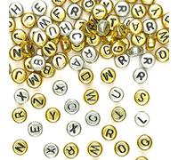 Baker Ross Cuentas de alfabeto de oro y plata: ideal para joyería, brazalete, collar y llaveros, manualidades y regalos para niños, regalos y más (paquete de 400)