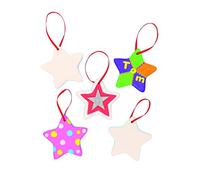 Baker Ross Decoraciones Colgantes de Cerámica Estrella (Paquete de 5) para Pintar, Decorar y ofrecer como Regalo, Ideal para la Escuela, Grupos de Manualidades, Manualidades, decoración y más
