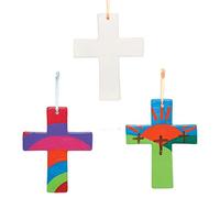 Baker Ross Decoraciones de Cerámica en forma de Cruz - Paquete de 5, Manualidades para Niños (AX783)