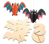 Baker Ross Decoraciones de murciélagos de Halloween 3D Murciélagos artesanales de madera (paquete de 6)