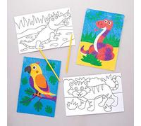 Baker Ross- Dibujos de Animales de la Selva Para Decorar Comarena (Pack de 8) -Manualidades Infantiles Para Decorar y Exhibir