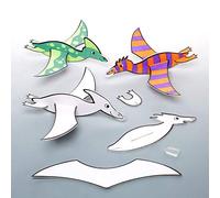 Baker Ross- Dinosaurios planeadores para colorear (Pack de 8) - Planeadores para lanzar infantiles perfectos para bolsas sorpresa o como regalo, blanco