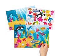 Baker Ross- Escenas reutilizables con adhesivos de animales marinos para pegatinas (Pack de 4) - Actividad de manualidades infantiles para decorar con pegatinas