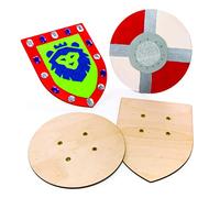 Baker Ross Escudos de Madera (paquete de 2), perfecto para que los niños decoren, ideal para manualidades en el hogar, trabajo escolar, proyectos de grupos de manualidades y más