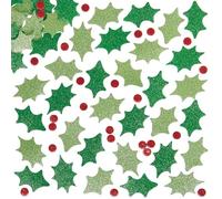 Baker Ross EX729 Pegatinas de Espuma con Purpurina con Forma de Acebo y Bayas (Paquete de 2) para Decorar Tarjetas y Collages Navideños Infantiles, Varios Colores