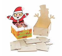 Baker Ross FC113 Cajas de Navidad de madera para niños - Paquete de 3, Cajas de madera para niños, Madera para decorar para niños