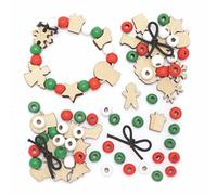 Baker Ross FC114 Kits Brazaletes con Dijes de Navidad de Madera - Paquete de 3, Perfectos para la Fabricación de Joyas para Niños, Actividades Artesanales o Fiestas de Cumpleaños