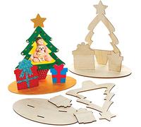 Baker Ross FC115 Marcos de fotos de madera de Navidad - Paquete de 4, Marco de fotos de madera para niños, Navidad para niños