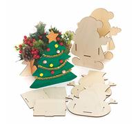 Baker Ross FC149 Kits Macetas de Madera de Navidad - Paquete de 3, Haz tu propia Maceta, Macetas para que los Niños Decoren, Actividades Creativas para Niños