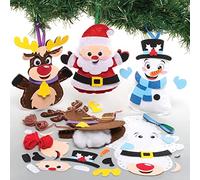 Baker Ross FC160 Kits de Costura de Decoraciones de Navidad - Paquete de 3, Juego de Costura para Niños, Actividades Creativas para Niños, Proyecto Ideal de Artes y Manualidades