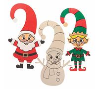 Baker Ross FC162 Colgadores de Puerta de Madera de Navidad - Paquete de 5, Manualidades Festivas de Madera para que los Niños Coloreen, Decoren y Exhiban
