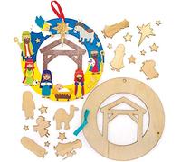 Baker Ross FC205 Kits de Guirlandas de Madera de la Natividad - Paquete de 2, para Decorar y Exhibir, Manualidades de Madera para Niños, Haz tus Propias Decoraciones Navideñas