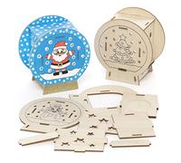 Baker Ross FC264 Kit de Modelo de Madera Globo de nieve - Paquete de 3, Portavelas para Decorar y Exhibir, Manualidades de Madera para Niños, Proyecto Ideal de Manualidades Navideñas