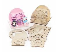 Baker Ross FC267 Kit de Modelo de Madera Amigos Polares - Paquete de 3, Portavelas para Decorar y Exhibir, Manualidades de Madera para Niños, Proyecto Ideal de Artes y Manualidades para Niños
