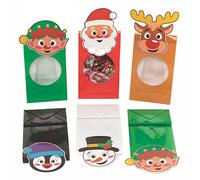 Baker Ross FC273 Bolsas de Regalo de Navidad - Paquete de 10, Saco de Regalo Festivo para Favores, Regalos y Recompensas, Pequeñas Bolsas de Regalo de Navidad para Niños