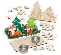 Baker Ross FC297 Kits Portavelas de Madera de Animales del Bosque- Paquete de 3, Portavelas para Decorar y Exhibir, Manualidades de Madera para Niños, Proyecto Ideal de Manualidades para Niños