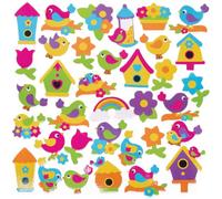 Baker Ross FC684 Pegatinas de Espuma de Pajaros - Pack de 200, Pegatinas para niños