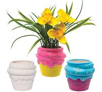 Baker Ross FC790 Macetas de Cerámica de Helado - Juego de 3, para Niños