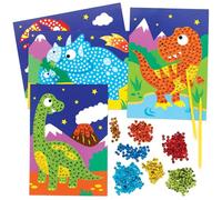 Baker Ross FE115 Kits Arte de Lentejuelas Dinosaurio - Paquete de 4, haz tu propio juego de arte para niños, actividades creativas para niños, decora tu propio proyecto de manualidades y artes