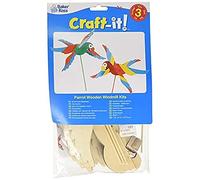 Baker Ross FE128 Kits de Molino de Viento de Madera Papagayo - Paquete de 3, para proyectos de manualidades para niños, manualidades de madera para que los niños decoren, personalicen y exhiban