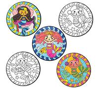 Baker Ross FE165 Decoraciones de Ventana para Colorear Sirena - Paquete de 15, Efecto de vidriera Suncatcher para que los niños hagan y exhiban