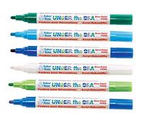 Baker Ross FE179 Rotuladores de Pintura Deco del Mar - Paquete de 6, marcadores de arte para niños, bolígrafos de pintura para niños, suministros para manualidades y manualidades