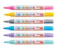 Baker Ross FE213 Rotuladores de Pintura Deco Unicornio - Paquete de 6, marcadores de arte para niños, bolígrafos de pintura para niños, suministros para manualidades y manualidades