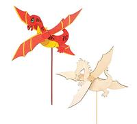 Baker Ross FE240 Kits de Molino de Viento de Madera Dragon - Paquete de 3, para proyectos de manualidades para niños, manualidades de madera para que los niños decoren, personalicen y exhiban