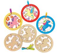 Baker Ross FE245 Decoraciones de Madera de Unicornio - Paquete de 10, manualidades de madera para que los niños decoren y exhiban, haga su propio adorno para manualidades