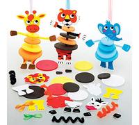 Baker Ross FE259 Kits de Apilamiento de Animales de la Jungla - Paquete de 6, actividades de artesanía de espuma para que los niños ensamblen, decoren y exhiban, ideal como regalo para niños creativos