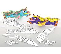 Baker Ross FE261 Planeadores de Unicornio - Paquete de 10, juguete volador para colorear, artes y manualidades de fantasía para niños