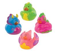 Baker Ross FE318 Pato de Goma en forma de Dinosaurio - Paquete de 8, juguetes para bebés, rellenos de bolsas de fiesta para niños, mini juguetes para niños