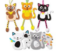Baker Ross FE396 Kit Decoración de Gato con Cuentas - Paquete de 5, suministros creativos de arte y manualidades para que los niños hagan y decoren
