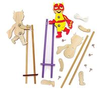 Baker Ross FE405 Kits de Marionetas de Madera de héroe estelar - Paquete de 3, construye tus propias marionetas, marionetas para niños, kit de modelo de madera