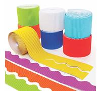 Baker Ross FE443 Bordes de Exhibición Arcoíris - Paquete de 8, borde de color corrugado para decoraciones de aulas escolares y tablones de anuncios