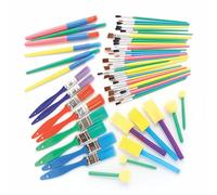 Baker Ross FE491 Set de Pinceles y Esponjas para pintar - Paquete de 50, juego de pinceles, suministros de arte para niños, juego de arte para niños