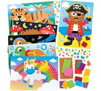 Baker Ross FE502 Kits Mosaicos Surtidos - Paquete de 6, mosaicos de artes y manualidades, kits de mosaicos para niños, actividades creativas para niños