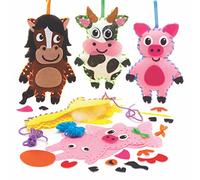 Baker Ross FE539 Kits de Decoración de Costura de Animales de la Granja - Paquete de 4, juego de costura para niños, actividades creativas para niños, proyecto ideal de artes y manualidades
