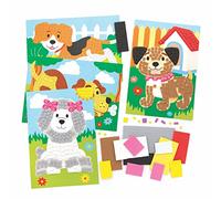 Baker Ross FE582 Kits Mosaicos de Perro - Paquete de 4, mosaicos de artes y manualidades, kits de mosaicos para niños, actividades creativas para niños